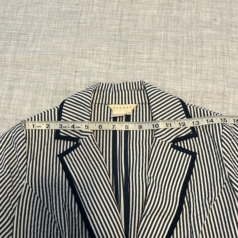 Sandro seersucker navy white stripe blazer - Picture 9 of 13